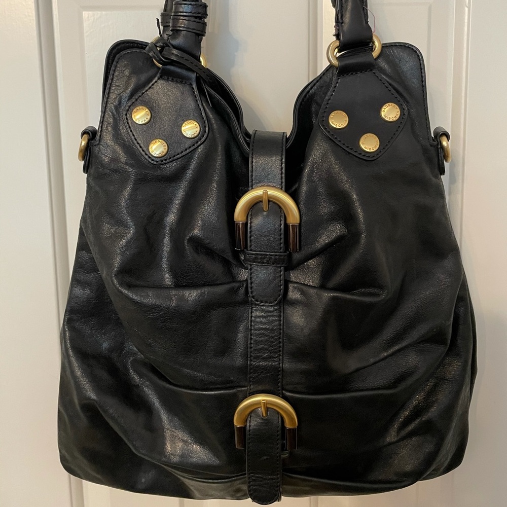 Badgley Mischka black shoulder bag gold detail